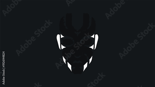 Dark Futuristic Mask Silhouette with Glowing Accents.