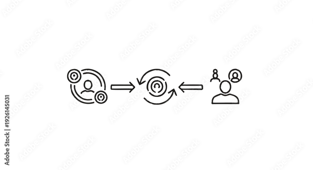 Fototapeta premium Business process flow with feedback loop and user interaction.