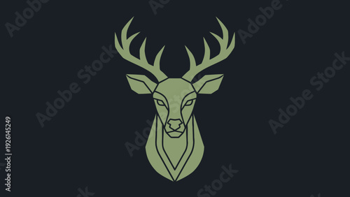 Elegant Stag Head Geometric Design Minimalist Art.