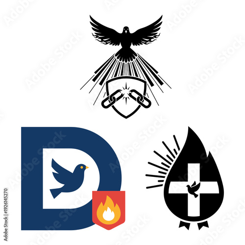 Church worship and pentecost icon bundle set