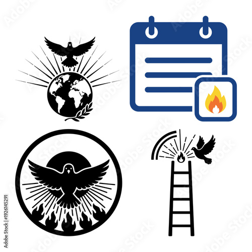 Calendar reminder with fire symbol icon