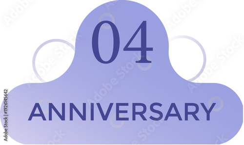 4th anniversary celebration pastel purple gradient color on white background. Anniversary celebration concept featuring festive decorations, balloons, confetti, and elegant typography. 