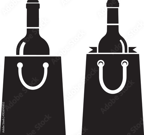 Wine bottle in shopping bag silhouette