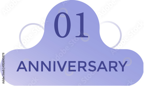 1st anniversary celebration pastel purple gradient color on white background. Anniversary celebration concept featuring festive decorations, balloons, confetti, and elegant typography. 