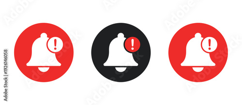 Emergency Alert Bell Icon with Circular Background, Warning Notification Symbol for Alarm