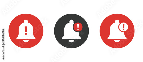 Emergency Alert Bell Icon with Circular Background, Warning Notification Symbol for Alarm