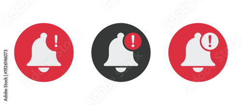 Emergency Alert Bell Icon with Circular Background, Warning Notification Symbol for Alarm