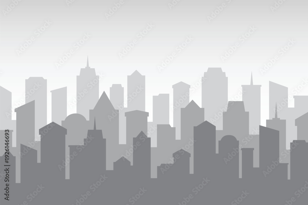 Fototapeta premium Silent Metropolis - minimalist skyline before dawn