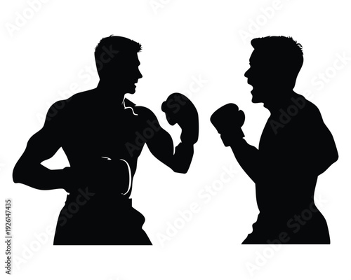 Silhouette of two boxers engaged in a fight.