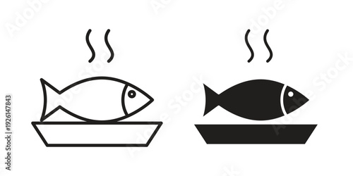 Cooked fish icon vector illustrations. vector glyph flat icons