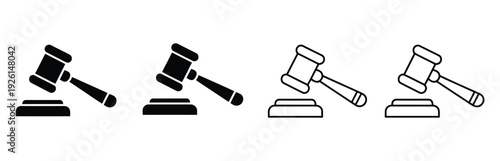 Gavel Icon Illustration, Judge Gavel Vector for Court Law Justice Authority, Legal Document Sign and Auction Hammer Symbol in Modern Style.