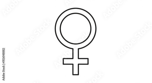 Female symbol icon minimalist black outline on white background representing femininity and women's empowerment