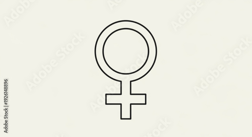 Female symbol icon minimalist black outline on light background representing womanhood and femininity in simple graphic design