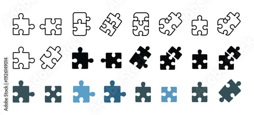 Puzzle icon with missing piece representing logic game and brain teaser, concept of riddle, problem solving, thinking challenge and incomplete puzzle for education, quizzes, mind games, and profession