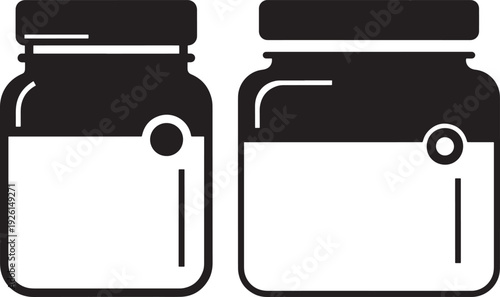 Two jars with labels silhouette icon