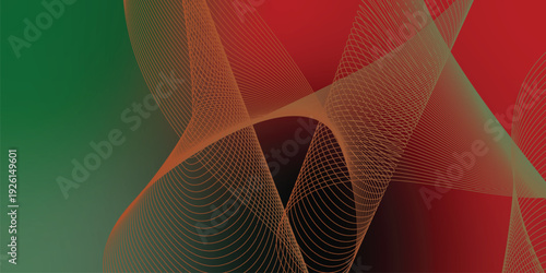 Radiant red and emerald green gradients blending into deep black abstract shapes, layered over a noisy dark backdrop with subtle glow effects, perfect for creative poster, banner, or wide header artwo