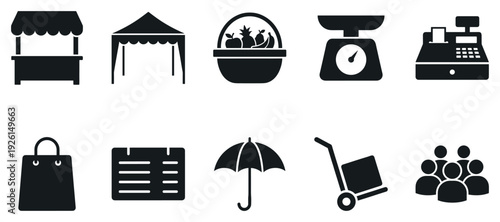 Market and shopping icon set