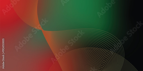 Radiant red and emerald green gradients blending into deep black abstract shapes, layered over a noisy dark backdrop with subtle glow effects, perfect for creative poster, banner, or wide header artwo