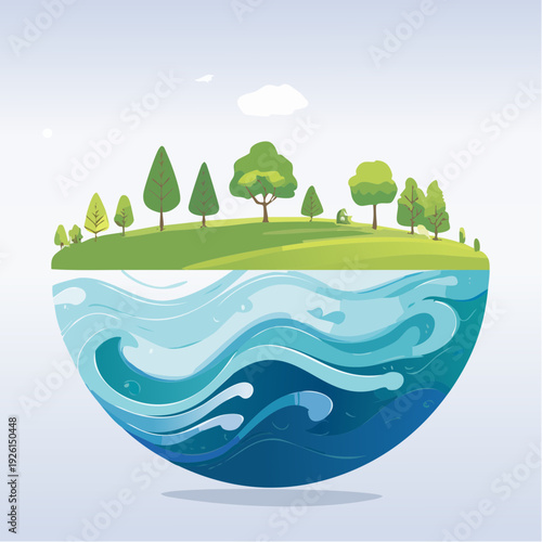 World Water Day Illustration – Global Water Conservation, Sustainable Environment & Clean Water Awareness Concept