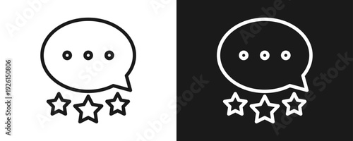 Testimonial Icon Set Outline In White And Black Background