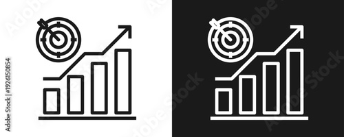 Benchmarking Icon Set Outline In White And Black Background
