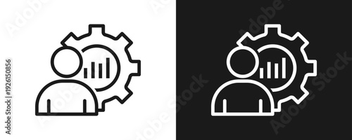 Operations Management Icon Set Outline In White And Black Background