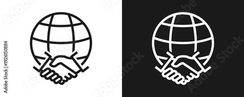 External Partnership Icon Set Outline In White And Black Background