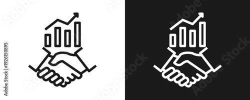 Business Collaboration Icon Set Outline In White And Black Background