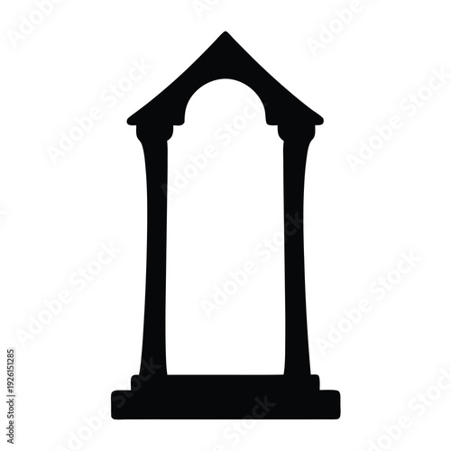 Architectural black silhouette illustration of an ancient stone doorway structure
