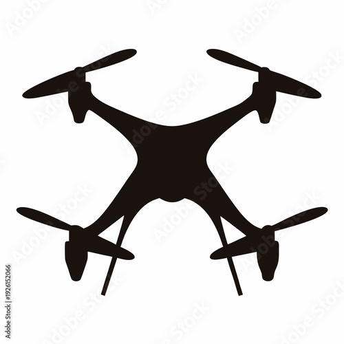 Silhouette of a quadcopter drone with four rotors for aerial photography
