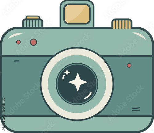 Vintage Retro Camera Illustration  Minimalist Pastel DSLR Photography Vector Icon