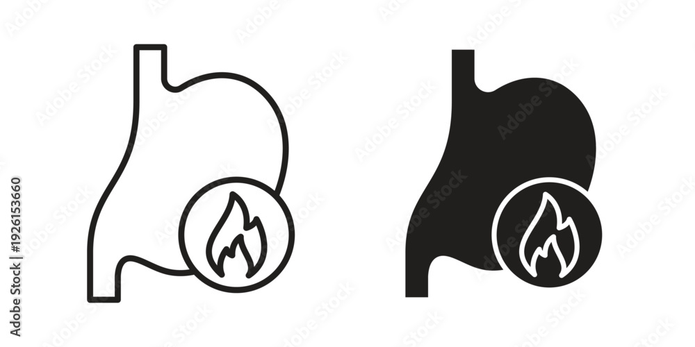 Fototapeta premium Heartburn icon vector illustrations. vector glyph flat icons