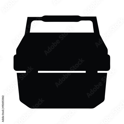 Black silhouette illustration of an insulated portable cooler box with handle