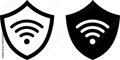 Secure internet shield icons for protecting online data and connections