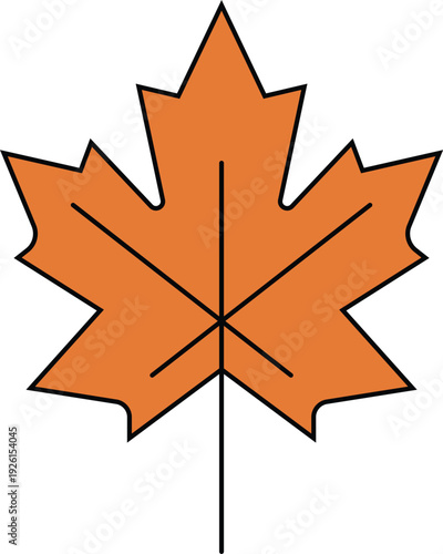 Orange Maple Leaf Illustration Simple Fall Season Autumn Foliage Vector Icon