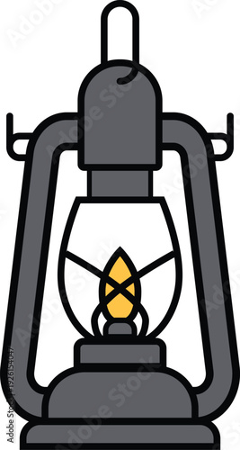 Vintage Oil Lantern Illustration  Classic Hurricane Lamp Flat Vector  icon Old lamp 2d illustration