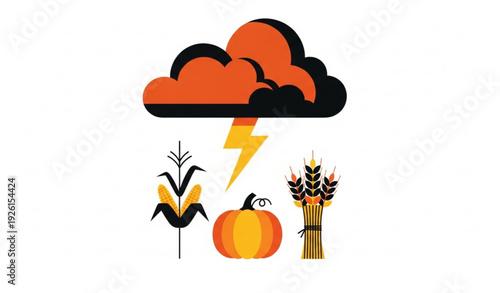 Thanksgiving Weather Concept Thunder Cloud Harvest Symbol