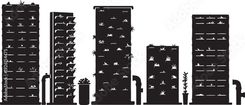 City Skyline Silhouette with Tall Buildings and Urban Landscape