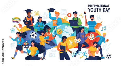 Diverse youth celebrate international youth day with education sports and creative activities globally