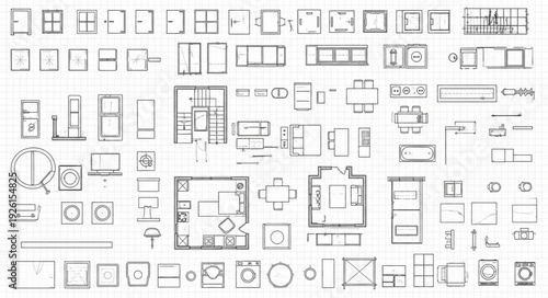 Architectural blueprints and floor plans showcasing various building designs and layouts.