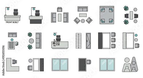 Collection of various furniture designs and layouts for interior decoration.