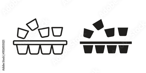 Ice cube plastic container icon vector illustrations. vector glyph flat icons