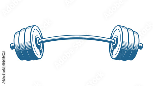 A barbell with two weight plates for strength training exercises