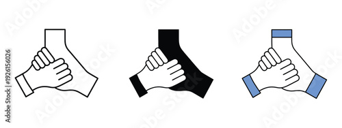 Teamwork and collaboration icon with hands together, symbol of unity, support and cooperation, ideal for top ranked business graphics, team building visuals, startup partnerships, group collaboration 