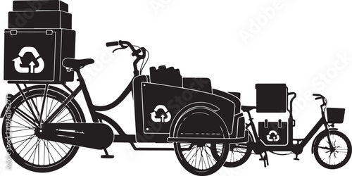 Recycling bicycle with trailer and boxes for eco friendly