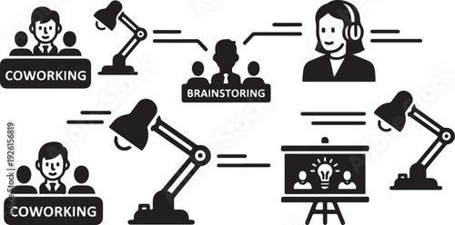 Business team collaboration and coworking concept illustration design