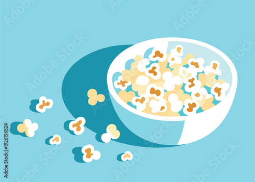 A Bowl Full of Popcorn Illustration Creative Design Template 