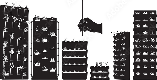 Cityscape with a fist holding a megaphone illustration