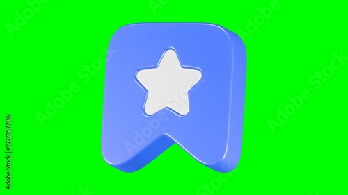 star bookmark icon 3d render blue color