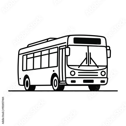 Simple line drawing of a city bus facing forward on a white background.
